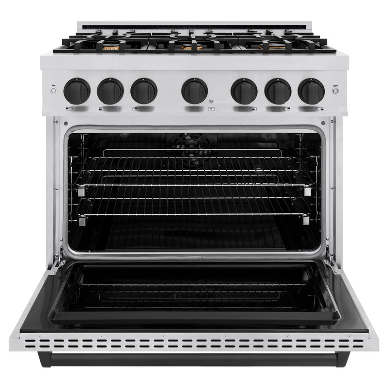ZLINE Autograph Edition 36-Inch Classic Series Dual Fuel Range with 6 Gas Burner Cooktop and 5.2 Cu. Ft. Electric Convection Oven in Stainless Steel with Matte Black Accents (CDRZ-36-MB)