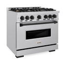 ZLINE Autograph Edition 36-Inch Classic Series Dual Fuel Range with 6 Gas Burner Cooktop and 5.2 Cu. Ft. Electric Convection Oven in Stainless Steel with Matte Black Accents (CDRZ-36-MB)
