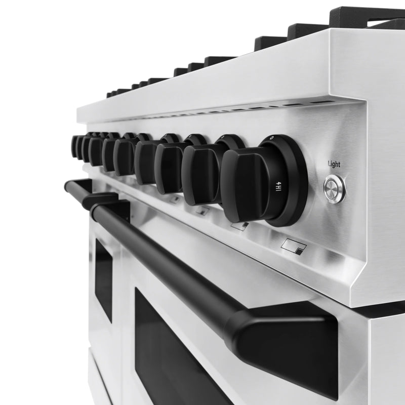 ZLINE Autograph Edition 48-Inch Classic Series Dual Fuel Range with 8 Gas Burner Cooktop and 6.7 Cu. Ft. Electric Convection Oven in Stainless Steel and Matte Black Accents (CDRZ-48-MB)
