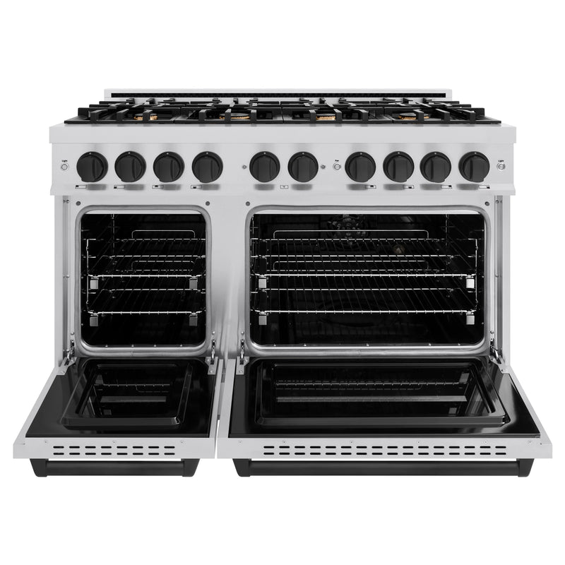 ZLINE Autograph Edition 48-Inch Classic Series Dual Fuel Range with 8 Gas Burner Cooktop and 6.7 Cu. Ft. Electric Convection Oven in Stainless Steel and Matte Black Accents (CDRZ-48-MB)