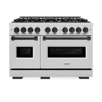 ZLINE Autograph Edition 48-Inch Classic Series Dual Fuel Range with 8 Gas Burner Cooktop and 6.7 Cu. Ft. Electric Convection Oven in Stainless Steel and Matte Black Accents (CDRZ-48-MB)