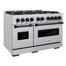 ZLINE 3-Piece Appliance Package - 48-Inch Dual Fuel Range, Refrigerator, and Dishwasher in Stainless Steel with Matte Black Accents