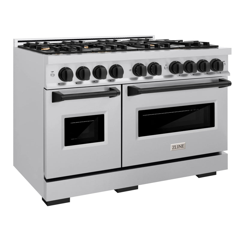 ZLINE Autograph Edition 48-Inch Classic Series Dual Fuel Range with 8 Gas Burner Cooktop and 6.7 Cu. Ft. Electric Convection Oven in Stainless Steel and Matte Black Accents (CDRZ-48-MB)