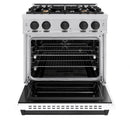 ZLINE Autograph Edition 30-Inch Classic Series Dual Fuel Range with 4 Gas Burner Cooktop and 4.2 Cu. Ft. Electric Convection Oven in Stainless Steel with White Matte Door and Matte Black Accents (CDRZ-WM-30-MB)