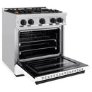 ZLINE Autograph Edition 30-Inch Classic Series Dual Fuel Range with 4 Gas Burner Cooktop and 4.2 Cu. Ft. Electric Convection Oven in Stainless Steel with White Matte Door and Matte Black Accents (CDRZ-WM-30-MB)