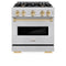 ZLINE Autograph Edition 30-Inch Classic Series Dual Fuel Range with 4 Gas Burner Cooktop and 4.2 Cu. Ft. Electric Convection Oven in Stainless Steel with Polished Gold Accents (CDRZ-30-G)