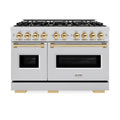 ZLINE Autograph Edition 48-Inch Classic Series Dual Fuel Range with 8 Burner Gas Cooktop and 6.7 Cu. Ft. Electric Convection Oven in Stainless Steel and Polished Gold Accents (CDRZ-48-G)