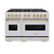 ZLINE Autograph Edition 48-Inch Classic Series Dual Fuel Range with 8 Burner Gas Cooktop and 6.7 Cu. Ft. Electric Convection Oven in Stainless Steel and Polished Gold Accents (CDRZ-48-G)