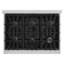 ZLINE Autograph Edition 36-Inch Classic Series Dual Fuel Range with 6 Gas Burner Cooktop and 5.2 Cu. Ft. Electric Convection Oven in Stainless Steel with Black Matte Door and Polished Gold Accents (CDRZ-BLM-36-G)