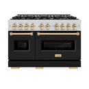 ZLINE Autograph Edition 48-Inch Classic Series Dual Fuel Range with 8 Gas Burner Cooktop and 6.7 Cu. Ft. Electric Convection Oven in Stainless Steel with Black Matte Doors and Polished Gold Accents (CDRZ-BLM-48-G)