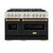 ZLINE Autograph Edition 48-Inch Classic Series Dual Fuel Range with 8 Gas Burner Cooktop and 6.7 Cu. Ft. Electric Convection Oven in Stainless Steel with Black Matte Doors and Polished Gold Accents (CDRZ-BLM-48-G)