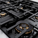 ZLINE Autograph Edition 48-Inch Classic Series Dual Fuel Range with 8 Gas Burner Cooktop and 6.7 Cu. Ft. Electric Convection Oven in Stainless Steel with Black Matte Doors and Polished Gold Accents (CDRZ-BLM-48-G)