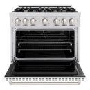 ZLINE 36-Inch Classic Series Dual Fuel Range with 6 Gas Burner Cooktop and 5.2 Cu. Ft. Electric Convection Oven in Stainless Steel with White Matte Door (CDR-WM-36)