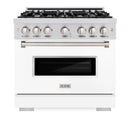 ZLINE 36-Inch Classic Series Dual Fuel Range with 6 Gas Burner Cooktop and 5.2 Cu. Ft. Electric Convection Oven in Stainless Steel with White Matte Door (CDR-WM-36)