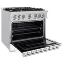 ZLINE 36-Inch Classic Series Dual Fuel Range with 6 Gas Burner Cooktop and 5.2 Cu. Ft. Electric Convection Oven in Stainless Steel with White Matte Door (CDR-WM-36)