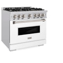 ZLINE 36-Inch Classic Series Dual Fuel Range with 6 Gas Burner Cooktop and 5.2 Cu. Ft. Electric Convection Oven in Stainless Steel with White Matte Door (CDR-WM-36)
