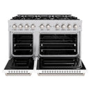 ZLINE 48-Inch Classic Series Dual Fuel Range with 8 Burner Gas Cooktop and 6.7 Cu. Ft. Electric Convection Oven in Stainless Steel with White Matte Doors (CDR-WM-48)