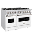 ZLINE 48-Inch Classic Series Dual Fuel Range with 8 Burner Gas Cooktop and 6.7 Cu. Ft. Electric Convection Oven in Stainless Steel with White Matte Doors (CDR-WM-48)