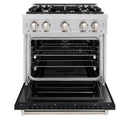 ZLINE 30-Inch Classic Series Gas Range with 4 Gas Burner Cooktop and 4.2 Cu. Ft. Gas Convection Oven  in Stainless Steel with Black Matte Door (CGR-BLM-30)