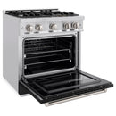 ZLINE 30-Inch Classic Series Gas Range with 4 Gas Burner Cooktop and 4.2 Cu. Ft. Gas Convection Oven  in Stainless Steel with Black Matte Door (CGR-BLM-30)