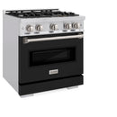 ZLINE 30-Inch Classic Series Gas Range with 4 Gas Burner Cooktop and 4.2 Cu. Ft. Gas Convection Oven  in Stainless Steel with Black Matte Door (CGR-BLM-30)