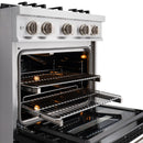 ZLINE 30-Inch Classic Series Gas Range with 4 Gas Burner Cooktop and 4.2 Cu. Ft. Gas Convection Oven  in Stainless Steel with Black Matte Door (CGR-BLM-30)