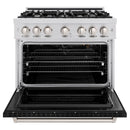 ZLINE 36-Inch Classic Series Gas Range with 6 Gas Burner Cooktop and 5.2 Cu. Ft. Gas Convection Oven in Stainless Steel with Black Matte Door (CGR-BLM-36)