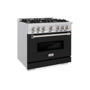 ZLINE 36-Inch Classic Series Gas Range with 6 Gas Burner Cooktop and 5.2 Cu. Ft. Gas Convection Oven in Stainless Steel with Black Matte Door (CGR-BLM-36)