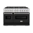 ZLINE 48-Inch Classic Series Gas Range with 8 Gas Burner Cooktop and 6.7 Cu. Ft. Gas Convection Oven  in Stainless Steel with Black Matte Doors (CGR-BLM-48)