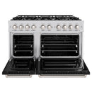ZLINE 48-Inch Classic Series Gas Range with 8 Gas Burner Cooktop and 6.7 Cu. Ft. Gas Convection Oven  in Stainless Steel with Black Matte Doors (CGR-BLM-48)