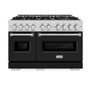 ZLINE 48-Inch Classic Series Gas Range with 8 Gas Burner Cooktop and 6.7 Cu. Ft. Gas Convection Oven  in Stainless Steel with Black Matte Doors (CGR-BLM-48)