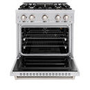 ZLINE 5-Piece Appliance Package - 30-Inch Classic Gas Range, Wall Mount Range Hood, 36-Inch French Door Refrigerator, Dishwasher, and 30-Inch Microwave Drawer in Stainless Steel