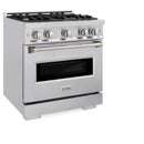 ZLINE 3-Piece Appliance Package - 30-Inch Gas Range, Refrigerator with Water Dispenser, and Dishwasher in Stainless Steel