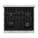 ZLINE 5-Piece Appliance Package - 30-Inch Gas Range, Hood, Refrigerator with Water Dispenser, Dishwasher, and Microwave Drawer in Stainless Steel