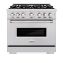 ZLINE 3-Piece Appliance Package - 36-Inch Gas Range, Refrigerator, and Dishwasher in Stainless Steel