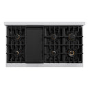 ZLINE 5-Piece Appliance Package - 48-Inch Gas Range, Hood, Refrigerator with Water Dispenser, Dishwasher, and Microwave Drawer in Stainless Steel with Champagne Bronze Accents