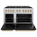 ZLINE Autograph Edition 48-Inch Classic Series Gas Range with 8 Gas Burner Cooktop and 6.7 Cu. Ft. Gas Convection Oven  in Stainless Steel with Black Matte Doors and Champagne Bronze Accents (CGRZ-BLM-48-CB)