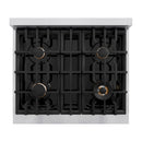 ZLINE Autograph Edition 30-Inch Classic Series Gas Range with 4 Gas Burner Cooktop and 4.2 Cu. Ft. Gas Convection Oven  in Stainless Steel with White Matte Door and Polished Gold Accents (CGRZ-WM-30-G)