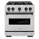 ZLINE Autograph Edition 30-Inch Classic Series Gas Range with 4 Gas Burner Cooktop and 4.2 Cu. Ft. Gas Convection Oven  in Stainless Steel and Matte Black Accents (CGRZ-30-MB)