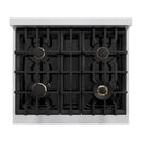 ZLINE 5-Piece Appliance Package - 30-Inch Autograph Edition Gas Range, Wall Mount Range Hood, 36-Inch French Door Refrigerator with Water Dispenser, Dishwasher, and 30-Inch Microwave Drawer in Stainless Steel Matte Black Accents