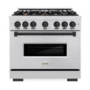 ZLINE Autograph Edition 36-Inch Classic Series Gas Range with 6 Gas Burners and 5.2 Cu. Ft. Gas Convection Oven in Stainless Steel and Matte Black Accents (CGRZ-36-MB)