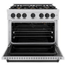 ZLINE Autograph Edition 36-Inch Classic Series Gas Range with 6 Gas Burners and 5.2 Cu. Ft. Gas Convection Oven in Stainless Steel and Matte Black Accents (CGRZ-36-MB)