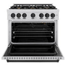 ZLINE 3-Piece Appliance Package - 36-Inch Gas Range, Refrigerator, and Dishwasher in Stainless Steel with Matte Black Accents