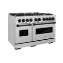 ZLINE Autograph Edition 48-Inch Classic Series Gas Range with 8 Gas Burner Cooktop and 6.7 Cu. Ft. Gas Convection Oven  in Stainless Steel and Matte Black Accents (CGRZ-48-MB)