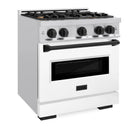 ZLINE Autograph Edition 30-Inch Classic Series Gas Range with 4 Gas Burner Cooktop and 4.2 Cu. Ft. Gas Convection Oven  in Stainless Steel with White Matte Door and Matte Black Accents (CGRZ-WM-30-MB)