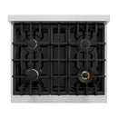 ZLINE Autograph Edition 30-Inch Classic Series Gas Range with 4 Gas Burner Cooktop and 4.2 Cu. Ft. Gas Convection Oven  in Stainless Steel with White Matte Door and Matte Black Accents (CGRZ-WM-30-MB)