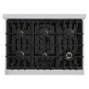 ZLINE Autograph Edition 36-Inch Classic Series Gas Range with 6 Gas Burners and 5.2 Cu. Ft. Gas Convection Oven in Stainless Steel with White Matte Door and Matte Black Accents (CGRZ-WM-36-MB)