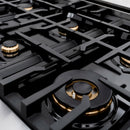 ZLINE Autograph Edition 48-Inch Classic Series Gas Range with 8 Gas Burner Cooktop and 6.7 Cu. Ft. Gas Convection Oven  in Stainless Steel with White Matte Doors and Matte Black Accents (CGRZ-WM-48-MB)