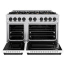 ZLINE Autograph Edition 48-Inch Classic Series Gas Range with 8 Gas Burner Cooktop and 6.7 Cu. Ft. Gas Convection Oven  in Stainless Steel with White Matte Doors and Matte Black Accents (CGRZ-WM-48-MB)
