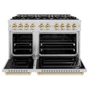 ZLINE 3-Piece Appliance Package - 48-Inch Gas Range, Refrigerator, and Dishwasher in Stainless Steel with Gold Accents